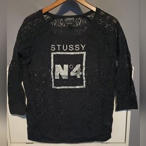 Women's Stussy No.4 see-thru Lace S/S Tee Shirt | Size M